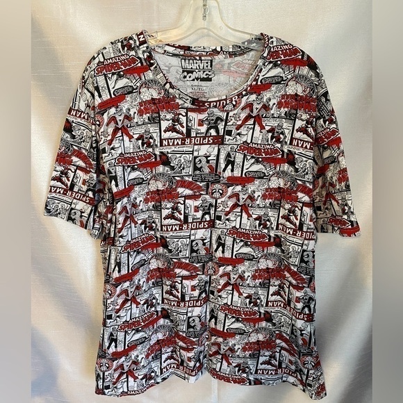 Marvel Comics Amazing Spiderman Comic Strip White T Shirt  Adult XLG - Picture 9 of 9